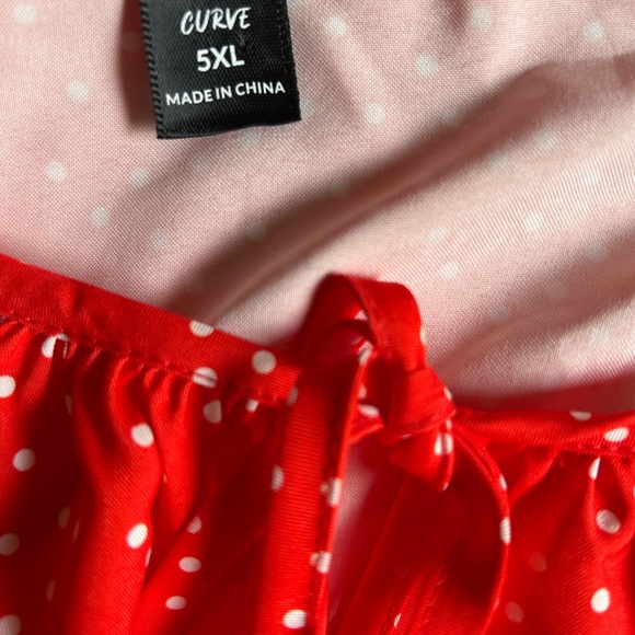 SHEIN Curve Red Polka Dot Dress with Slit - Picture 2 of 4